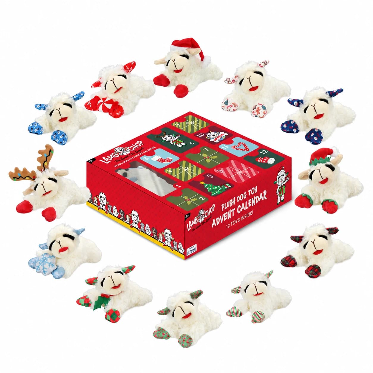 Multipet Lamb Chop 12-Piece Advent Calendar Dog Toy