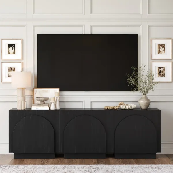Nathan James Iris Mid-Century Modern Credenza, Black TV Stand